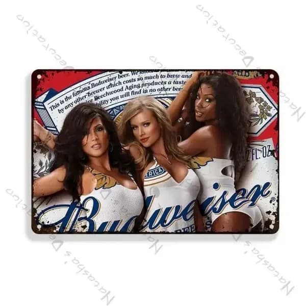 Декоративная Металлическая Табличка Реклама Пиво Budweiser 30X20cm