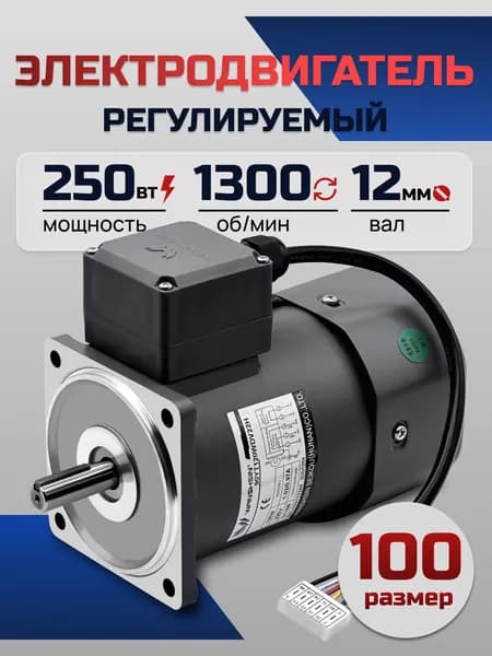 Электродвигатель однофазный регулируемый 100YT250WDV22H 250 Вт 1300 об/мин 220 В