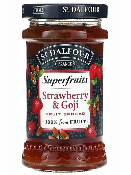 Джем St.Dalfour БЕЗ САХАРА клубничный с ягодами годжи Superfruits 170г