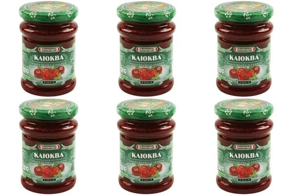Экопродукт Фруктовые консервы Клюква протертая с сахаром, 320 г, 6 шт