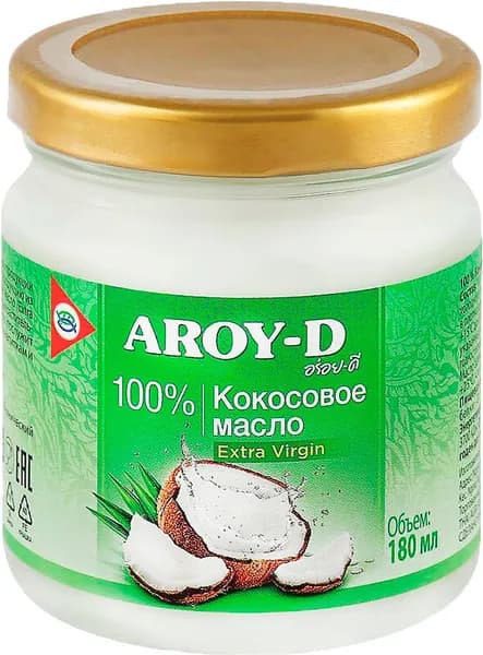 Масло кокосовое Aroy-D, нерафинированное, 180 мл