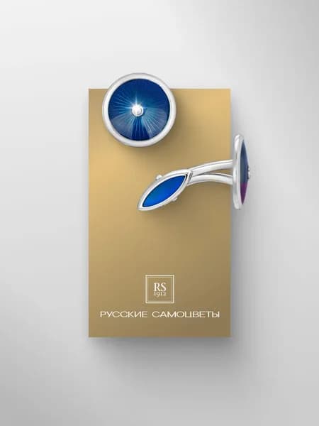 Серебряные запонки с бриллиантом