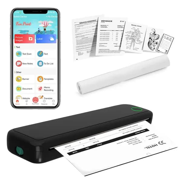 Термопринтер A4 с Bluetooth и аккумулятором 2600 мА ч, чёрный