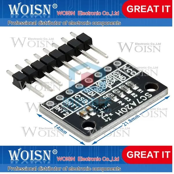 1шт SC7A20H high-precision three-axis gravity acceleration tilt angle sensor module IIC/SPI transmission Тип опции доставки: SC7A20H three-axis acceleration sensor module