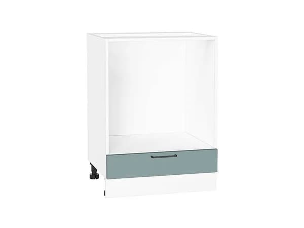 Шкаф нижний под духовку Флэт, цвет фасада Grey-green In 2S, цвет каркаса Белый, 816*600*476 мм (В*Ш*Г)