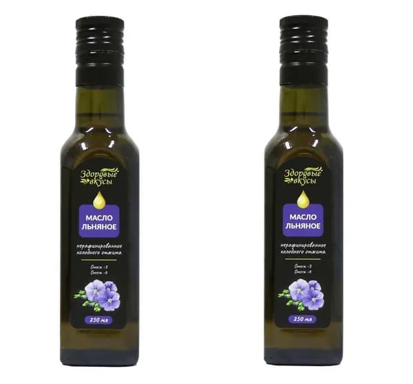 Здоровые вкусы Масло, льняное, нерафинированное, 0,25 л 2 шт