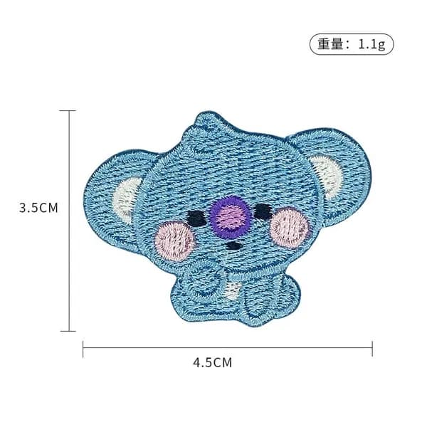 Вышитые нашивки аппликации BT21 с животными персонажами, самоклеящаяся основа