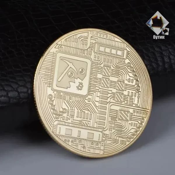 Позолоченная монета Биткоин коллекционная, металлическая имитация с золотым покрытием