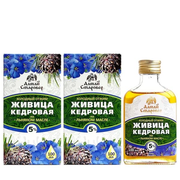 Масло льняное нерафинированное "Живица кедровая" (100 мл), 2 шт.