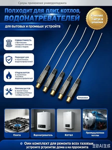 Комплект электроподжигов с медной проволокой общая длина 14 см, универсальные запчасти для газовых плит, водонагревателей и котлов