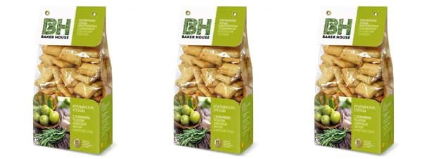 Baker House Хлебцы Итальянские с розмарином и чесноком,250 г,3 шт