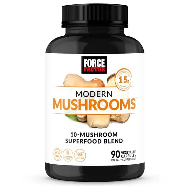 Power Factor Modern Mushroom Capsules, грибная добавка, содержащая львиную гриву, хвост индейки и cordyceps sinensis, 90 растительных капсул