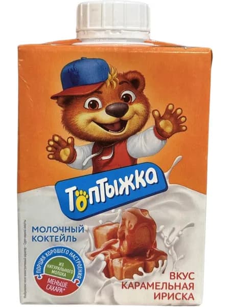 6шт: Молочный коктейль Топтыжка Карамельная ириска 3,2%, 0,5 литра БЗМЖ