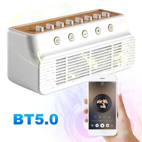 Портативная Bluetooth-колонка Natural Sound с белой деревянной текстурой, 8 звуками природы и таймером