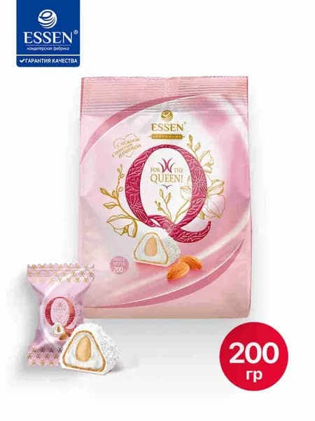 Конфеты Q со сливочной начинкой, миндалем и кокосом, пакет 200 г