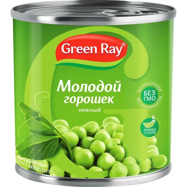 Горошек зеленый GREEN RAY, 425мл