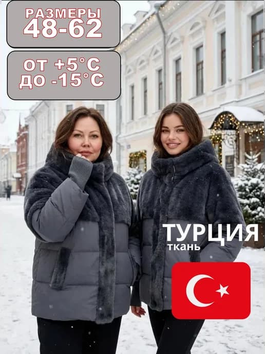Куртка зимняя с эко-норкой и капюшоном