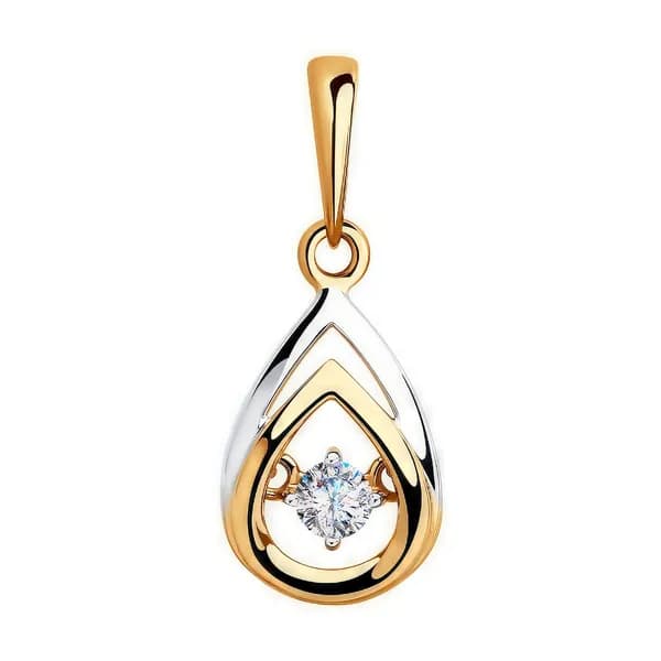 Золотая подвеска DIAMANT-ONLINE с танцующим фианитом 585 пробы
