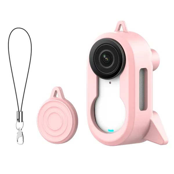 Силиконовый чехол для Insta360 GO3 и GO3S, розовый, с булавкой и подставкой