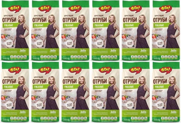 Отруби Ого! ржаные, комплект: 12 упаковок по 200 г
