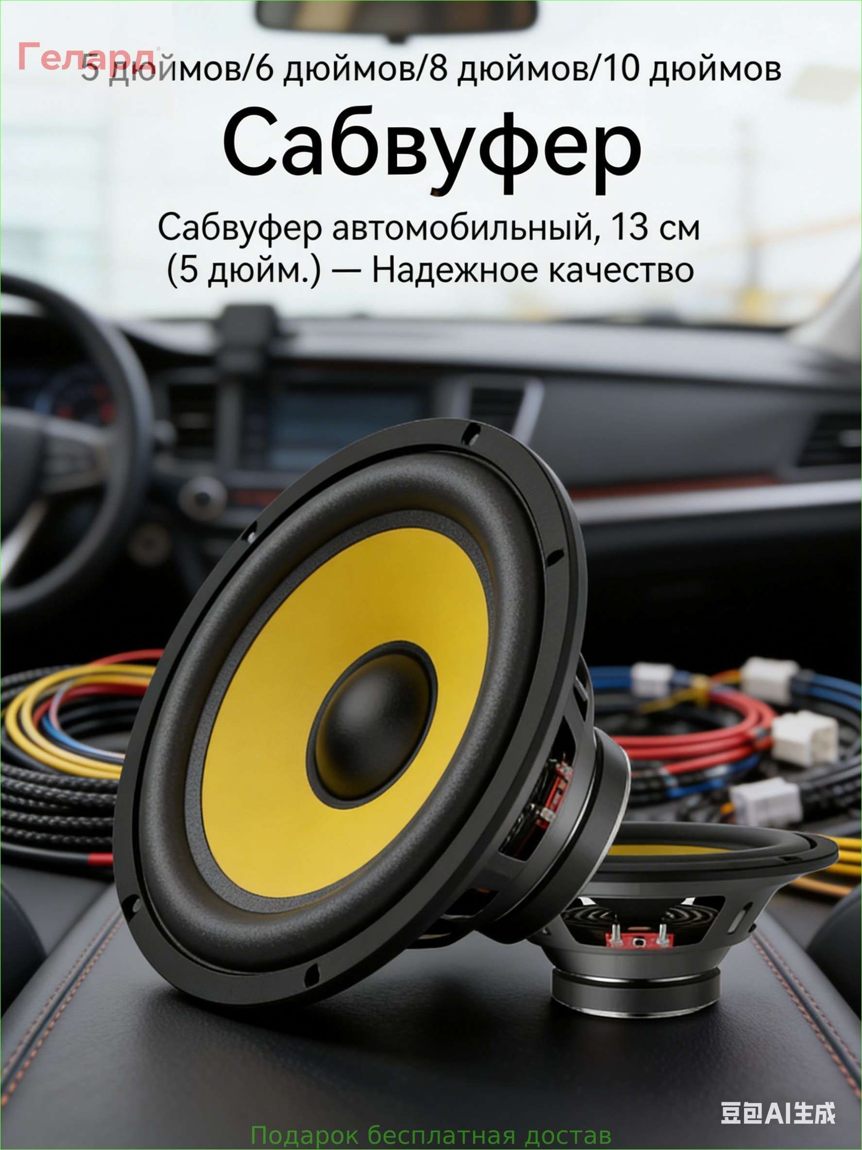 Сабвуфер автомобильный, 13 см (5 дюйм.)
