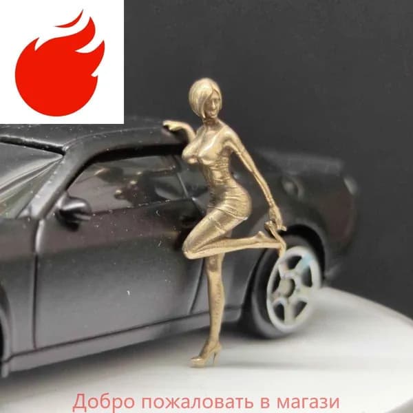 Модель из латуни, которую можно покрасить, сексуальная девушка на мотоцикле, масштаб 1:64