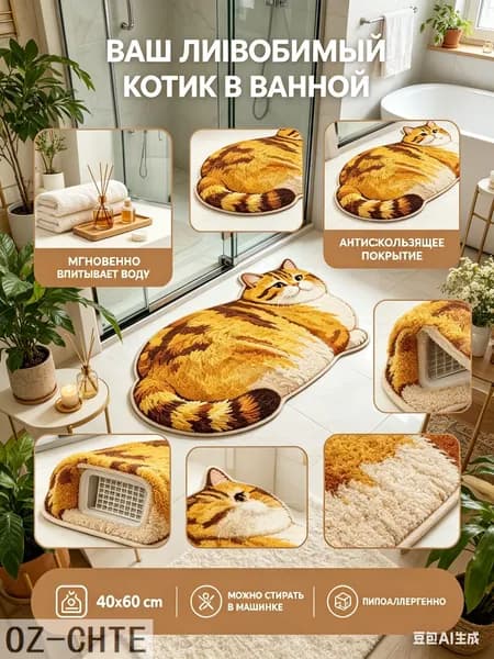Коврик для туалета кошка 40.13x60.12 см
