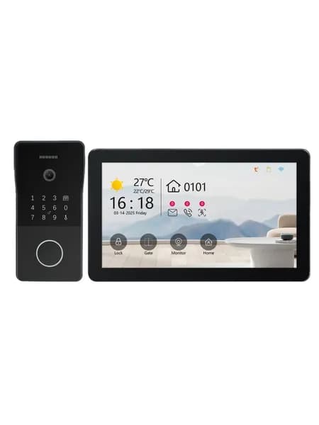 Комплект IP домофона Teldis TD-VDK2-10 (Вызывная панель TD-VIC2-FPV + монитор TD-ICM10W), 10 дюймов, Wi-Fi, RFID, Face ID, PIN-код, сканер вен ладони