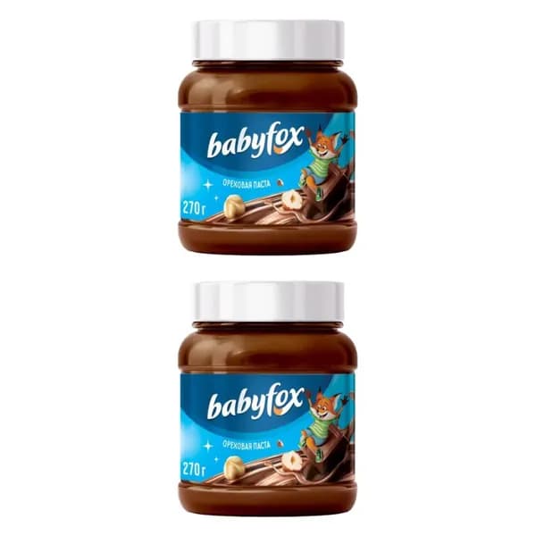 Babyfox шоколадная, ореховая паста, 270 г, 2 штуки /