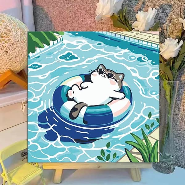 Картина по номерам, 20x20 CM, Кошки и собаки,Мультфильмы, подарки для детей, декомпрессия