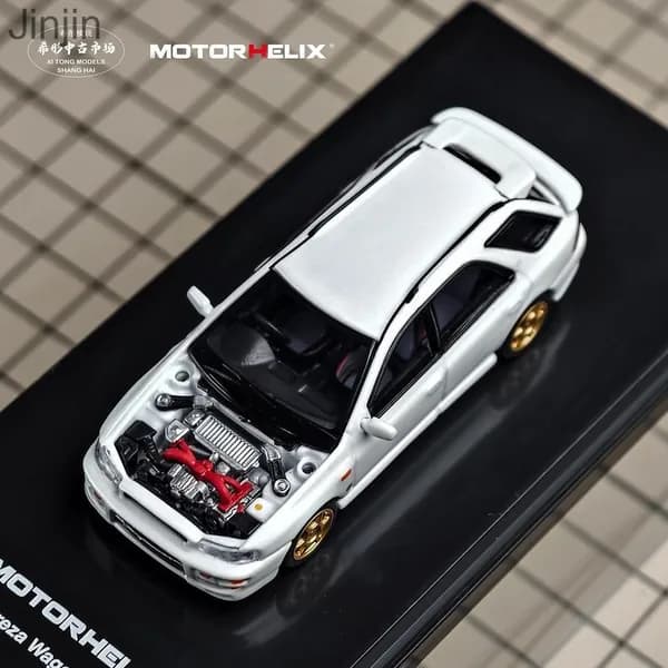 Коллекционная модель MOTORHELIX Subaru Impreza Wagon WRX STi Ver.VI, масштаб 1:64, белый перламутр