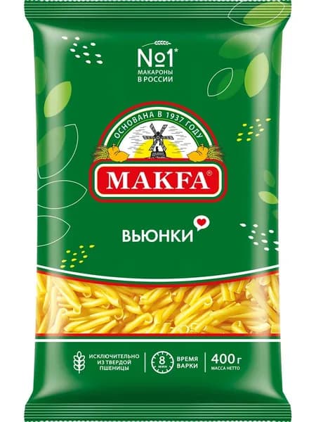 Макароны Makfa Вьюнки, 400г x 1 шт