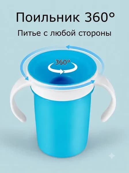 Поильник детский непроливайка 360, с ручками. Кружка стакан непроливайка для детей