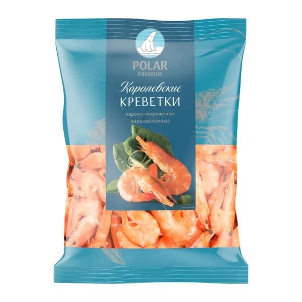 Креветки Polar Королевские варено-мороженые неразделанные 40/60 500г