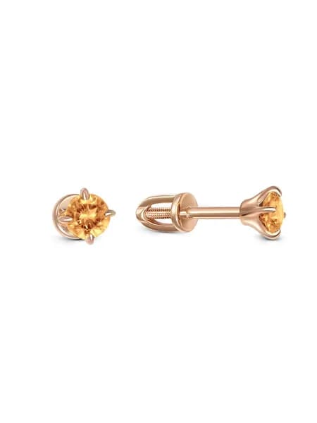 NEWGOLD Серьги-пусеты с 2 цитринами из красного золота 585