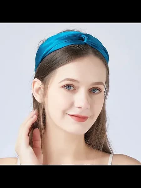 Женский шелковый тюрбан, цвет peacock blue
