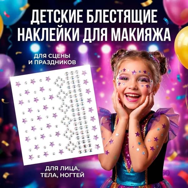 Наклейки для макияжа с блестками AB для детей, для сцены