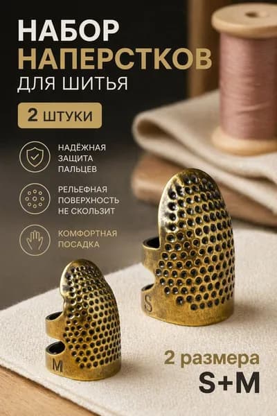 Набор бронзовых наперстков для шитья, 2 штуки, удобные для рукоделия и вышивки