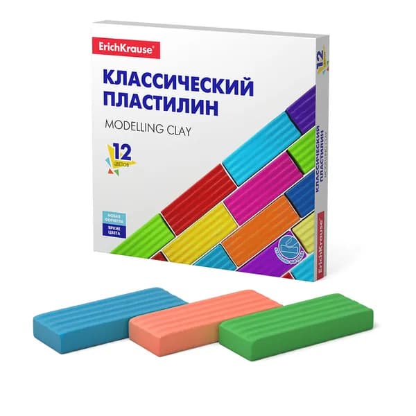 Пластилин классический ErichКrause Basic 12 цветов, 192г