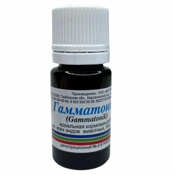 Гамматоник, кормовая добавка для сельскохозяйственных животных, собак, кошек и птиц, 10мл