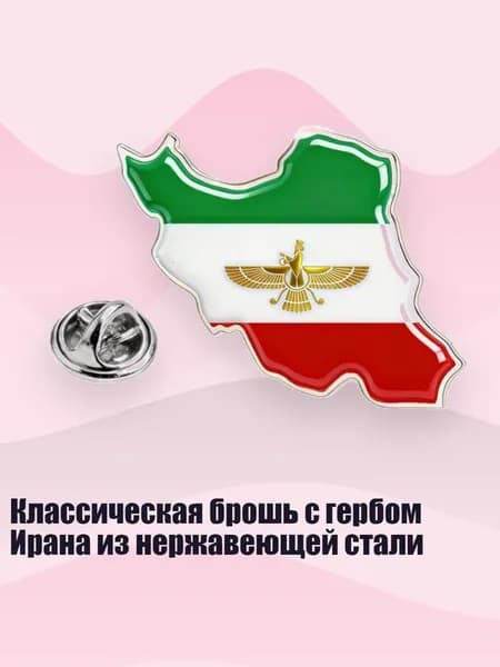 Классическая брошь с гербом Ирана из нержавеющей стали, Серебро - Карта 2
