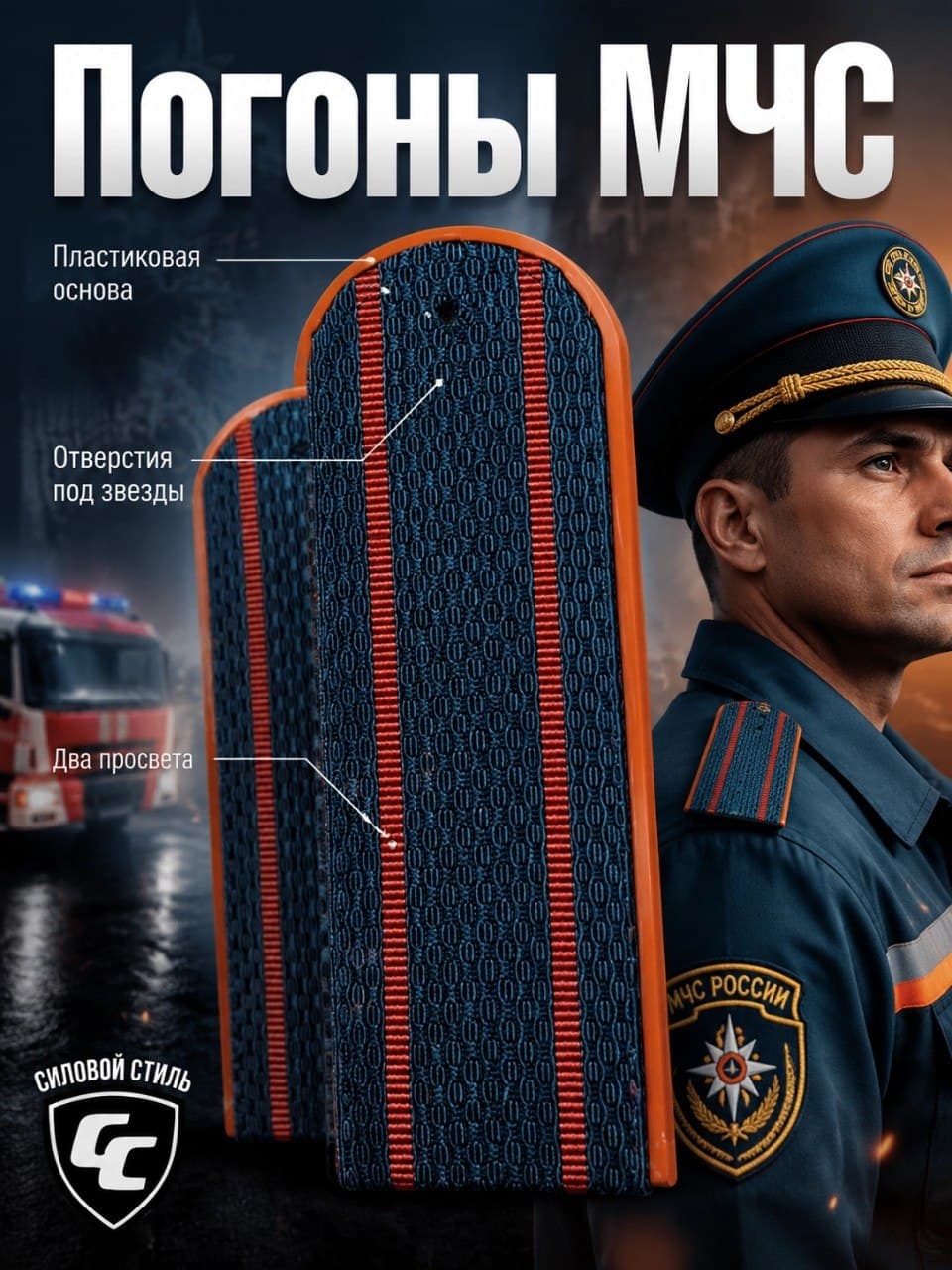 погоны МЧС пластик 2 просвета