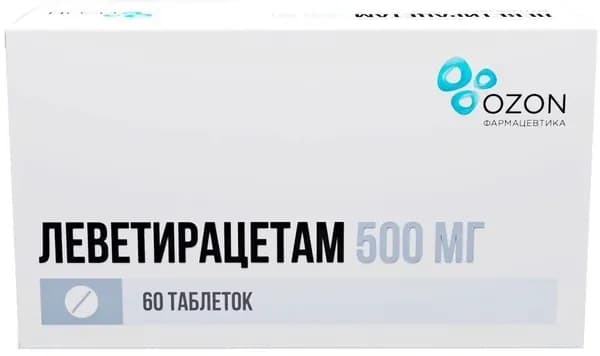Леветирацетам, таблетки, покрытые пленочной оболочкой 500 мг, 60 шт.