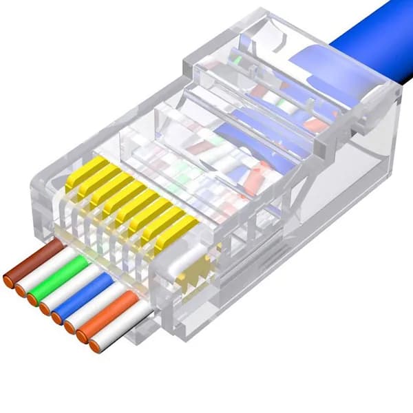 10шт. Коннектор RJ45 cквозной , категория 5, скорость передачи до 1Гбит/с.