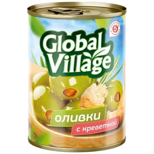 Оливки Global Village зеленые фаршированные креветкой 200г