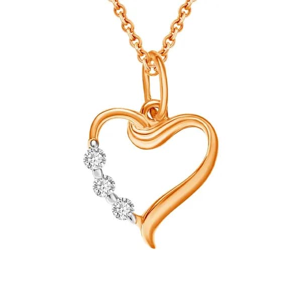 Подвеска на шею с фианитами из красного золота 375 пробы 585GOLD