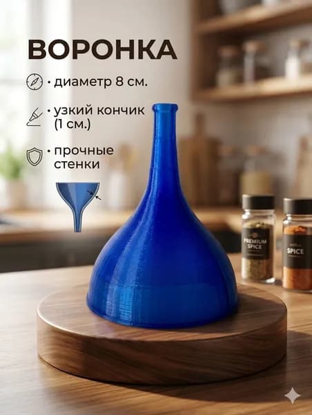 Воронка для кухни 8 см (синяя)