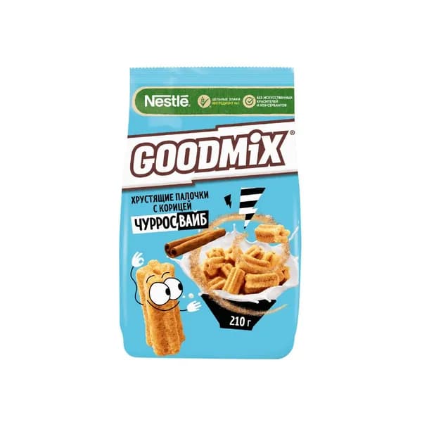 Готовый завтрак Goodmix Чурросвайб, палочки с корицей, обогащенные кальцием, 210 г
