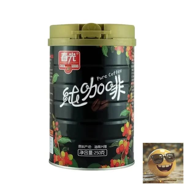 Чистый молотый кофе "Чуньгуан" (Chunguang), специальный продукт Хайнаня, с осадком (требуется фильтрация), в банке, 250 г