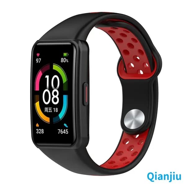 Ремешок для Huawei Band 6 и Honor Band 6, цветной, чёрно-красный
